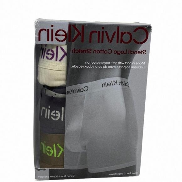 Calvin Klein Boxer Brief Underwear Logo 3 Pack NB3706901 Brown Stretch Cotton - Picture 6 of 8